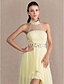 cheap Evening Dresses-Sheath / Column Open Back See Through Formal Evening Dress Illusion Neck Sleeveless Asymmetrical Chiffon Tulle with Beading Draping 2020