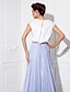 cheap Prom Dresses-A-Line Color Block Dress Holiday Cocktail Party Sweep / Brush Train Short Sleeve Jewel Neck Tulle with Buttons 2023