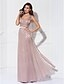 cheap Prom Dresses-TS Couture® Formal Evening / Military Ball Dress - Open Back Plus Size / Petite Sheath / Column V-neck Floor-length Lace / Tulle / Charmeuse withSash