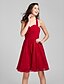 Χαμηλού Κόστους Φορέματα Παρανύμφων-Γραμμή Α Φόρεμα Παρανύμφων Λαιμός Αμάνικο Ανοικτή Πλάτη Μέχρι το γόνατο Σιφόν με Χιαστί / Πιασίματα 2022