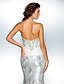 cheap Special Occasion Dresses-Sheath / Column Strapless Sweetheart Floor Length Sequined Prom Formal Evening Military Ball Dress with Beading Sash / Ribbon Flower