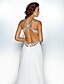 cheap Evening Dresses-Sheath / Column Beautiful Back Dress Formal Evening Sweep / Brush Train Sleeveless Halter Neck Chiffon with Crystals 2023