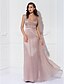 cheap Prom Dresses-TS Couture® Formal Evening / Military Ball Dress - Open Back Plus Size / Petite Sheath / Column V-neck Floor-length Lace / Tulle / Charmeuse withSash