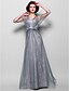 cheap Mother of the Bride Dresses-A-Line Mother of the Bride Dress See Through Spaghetti Strap Floor Length Lace Tulle 3/4 Length Sleeve with Beading 2024