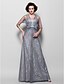 cheap Mother of the Bride Dresses-A-Line Mother of the Bride Dress See Through Spaghetti Strap Floor Length Lace Tulle 3/4 Length Sleeve with Beading 2024