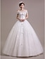 cheap Wedding Dresses-Ball Gown Off Shoulder Floor Length Tulle Custom Wedding Dresses with by