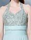 cheap Prom Dresses-Sheath / Column Halter Neck Floor Length Chiffon Sparkle &amp; Shine Prom Dress with Beading / Ruched by TS Couture®