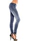 preiswerte Leggings-Damen Alltag Denim Grundlegend Legging - Solide Mittlere Taillenlinie Blau Einheitsgröße / Schlank