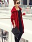 economico Maglioni da donna-Lungo Cloak / Capes Da donna Tinta unita Rosso / Marrone Manica lunga Poliestere Primavera / Autunno / Inverno Medio spessoreMedia