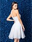 זול שמלות לאירועים מיוחדים-גזרת A / נסיכה עם תכשיטים באורך  הברך אורגנזה שמלה עם חרוזים / פרטים מפנינה על ידי