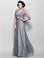 cheap Mother of the Bride Dresses-A-Line Mother of the Bride Dress See Through Spaghetti Strap Floor Length Lace Tulle 3/4 Length Sleeve with Beading 2024