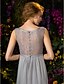 cheap Bridesmaid Dresses-A-Line Jewel Neck Sweep / Brush Train Lace / Georgette Bridesmaid Dress with Lace / Buttons / Criss Cross / See Through