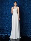 Χαμηλού Κόστους Βραδινά Φορέματα-Ίσια Γραμμή Κομψό Χοροεσπερίδα Επίσημο Βραδινό Φόρεμα Illusion Seckline Αμάνικο Μακρύ Σιφόν Δαντέλα με Ζώνη / Κορδέλα 2020