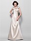 cheap Mother of the Bride Dresses-A-Line Mother of the Bride Dress Vintage Inspired Jewel Neck Floor Length Satin Sleeveless with Beading Appliques Side Draping 2022