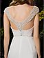 cheap Wedding Dresses-Mermaid / Trumpet Scoop Neck Chapel Train Lace / Georgette Made-To-Measure Wedding Dresses with Beading / Appliques / Criss-Cross by LAN TING BRIDE® / See-Through