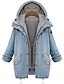 cheap Women&#039;s Coats &amp; Trench Coats-Women&#039;s Fall / Winter Regular Coat Long Sleeve Cotton Light Blue