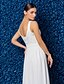 Χαμηλού Κόστους Βραδινά Φορέματα-Ίσια Γραμμή Κομψό Χοροεσπερίδα Επίσημο Βραδινό Φόρεμα Illusion Seckline Αμάνικο Μακρύ Σιφόν Δαντέλα με Ζώνη / Κορδέλα 2020