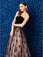 cheap Special Occasion Dresses-Ball Gown Color Block Prom Formal Evening Dress Strapless Sleeveless Floor Length Lace Velvet with Lace Crystal Brooch 2020