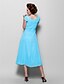 cheap The Wedding Store-A-Line Mother of the Bride Dress Elegant Jewel Neck Tea Length Chiffon Short Sleeve with Beading Side Draping