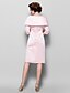 זול שמלות לאם הכלה-מעטפת \ עמוד צווארון מרובע באורך  הברך תחרה / סאטן שמלה לאם הכלה  עם כפתורים / תחרה על ידי LAN TING BRIDE®
