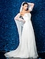 baratos Vestidos de Casamento-Tubinho Sem Alças Cauda Corte Tule Vestidos de casamento feitos à medida com Miçangas / Apliques de LAN TING BRIDE®