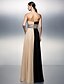 cheap Prom Dresses-A-Line Strapless Floor Length Chiffon Color Block Prom / Formal Evening Dress with Beading / Sequin / Sash / Ribbon by TS Couture®