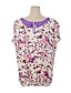 cheap Women&#039;s Tops-Women&#039;s Summer Blouse,Floral Peter Pan Collar Short Sleeve Purple Thin