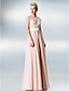 cheap Special Occasion Dresses-A-Line Dress Prom Formal Evening Floor Length Sleeveless Illusion Neck Chiffon with Lace 2023
