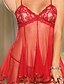 cheap Sexy Lingerie-Women&#039;s Mesh Super Sexy Babydoll &amp; Slips Nightwear Solid Colored Red Black One-Size