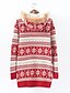 cheap Women&#039;s Sweaters-Women&#039;s Daily Street chic Flower Floral Long Sleeve Long Pullover, Hooded Faux Fur Black / Red / Blue One-Size