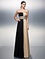 cheap Prom Dresses-A-Line Strapless Floor Length Chiffon Color Block Prom / Formal Evening Dress with Beading / Sequin / Sash / Ribbon by TS Couture®