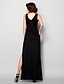 cheap Mother of the Bride Dresses-Sheath / Column Jewel Neck Floor Length Jersey Mother of the Bride Dress with Beading / Split Front by LAN TING BRIDE®