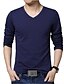 cheap Men&#039;s Casual T-shirts-Men&#039;s T shirt Tee Solid Colored V Neck White Black Gray Blue Long Sleeve Plus Size Daily Sports Tops Cotton