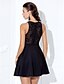 cheap Special Occasion Dresses-A-Line Fit &amp; Flare Little Black Dress Cute Homecoming Cocktail Party Prom Dress Jewel Neck Sleeveless Short / Mini Lace Jersey with Lace