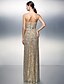 cheap Prom Dresses-Sheath / Column Sparkle &amp; Shine Furcal Prom Formal Evening Dress Strapless Sleeveless Floor Length Sequined with Sash / Ribbon Sequin Split Front 2020