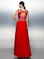 cheap Special Occasion Dresses-A-Line Cut Out Furcal Prom Formal Evening Dress Jewel Neck Sleeveless Floor Length Chiffon with Sash / Ribbon Beading Draping