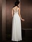 olcso Menyasszonyi ruhák-A-vonalú Illúziós nyakpánt Földig érő Csipke / Szatén sifon Made-to-measure esküvői ruhák val vel Rátétek által LAN TING BRIDE®
