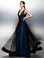 cheap Special Occasion Dresses-A-Line Beautiful Back Holiday Cocktail Party Prom Dress Plunging Neck Sleeveless Floor Length Tulle with Sash / Ribbon