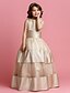 abordables Vestidos de dama de honor-Ball Gown Floor Length Flower Girl Dress - Organza / Satin Sleeveless Jewel Neck with Beading / Sash / Ribbon / Ruched by LAN TING BRIDE® / Spring / Summer / Fall