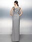cheap Prom Dresses-Sheath / Column Sparkle &amp; Shine Prom Formal Evening Dress Jewel Neck Sleeveless Floor Length Jersey with Sequin Side Draping 2020