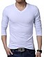 billige Casual T-skjorter for menn-Herre T skjorte Ensfarget V-hals Hvit Svart Grå Blå Langermet Store størrelser Daglig Sport Topper Bomull