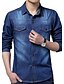 billiga fritidsskjortor för män-Herr Skjorta Solid färg Klassisk krage Mörkblå Blå Ljusblå Långärmad Plusstorlekar Dagligen Helgen Smal Blast / Vår / Höst
