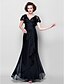 cheap Mother of the Bride Dresses-Sheath / Column V Neck Floor Length Lace / Georgette Mother of the Bride Dress with Sequin / Lace / Ruched by LAN TING BRIDE®