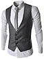 cheap Men&#039;s Trench Coat-Men&#039;s Work Spring / Fall Regular Vest, Solid Colored V Neck Sleeveless Cotton / Polyester White / Black / Beige