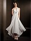 cheap Wedding Dresses-Sheath / Column Halter Neck Asymmetrical Chiffon Made-To-Measure Wedding Dresses with Draping / Crystal Floral Pin / Side-Draped by LAN TING BRIDE® / Open Back