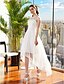 זול שמלות כלה-גזרת A שמלות חתונה א-סימטרי שיפון רצועות יום יומי גב חשוף עם סרט פרח 2021