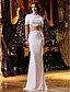 cheap Wedding Dresses-Two Piece Mermaid / Trumpet Wedding Dresses Jewel Neck Sweep / Brush Train Knit Short Sleeve with Beading Appliques 2020