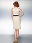 cheap Prom Dresses-Sheath / Column Dress Jewel Neck Sleeveless Knee Length Organza with Sash / Ribbon Beading Draping 2020