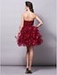 cheap Cocktail Dresses-Ball Gown Hot Homecoming Cocktail Party Valentine&#039;s Day Dress Strapless Sleeveless Short / Mini Tulle with Ruched Tier 2022