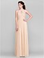 cheap Bridesmaid Dresses-A-Line Bridesmaid Dress Jewel Neck Sleeveless Elegant Floor Length Chiffon with Sash / Ribbon / Ruched / Draping